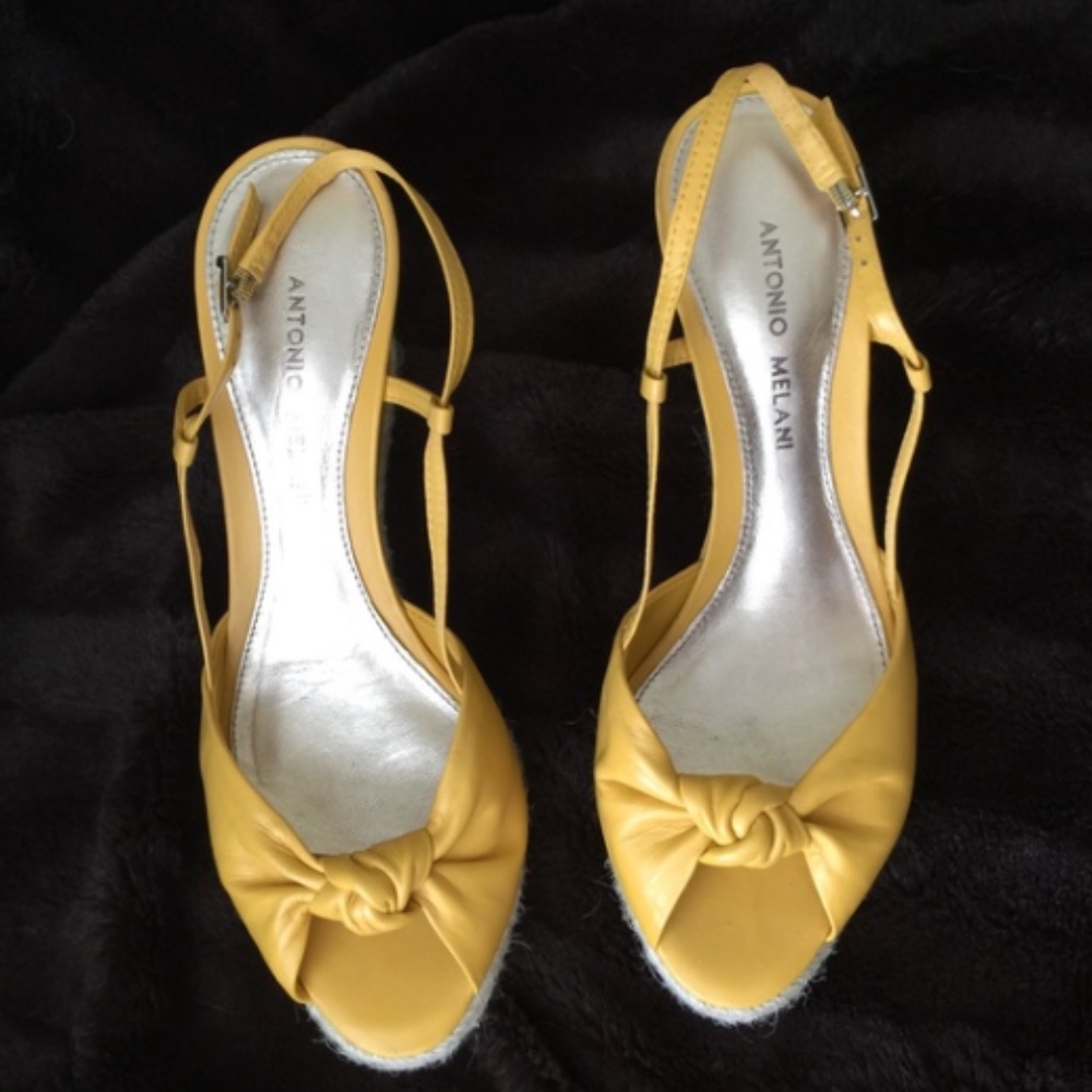 Antonio Melani Yellow Strappy Wedges Espadrilles